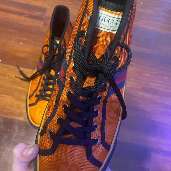 Orange high top Gucci Off The Grid Tennis 1997 collection - Picture 5 of 7